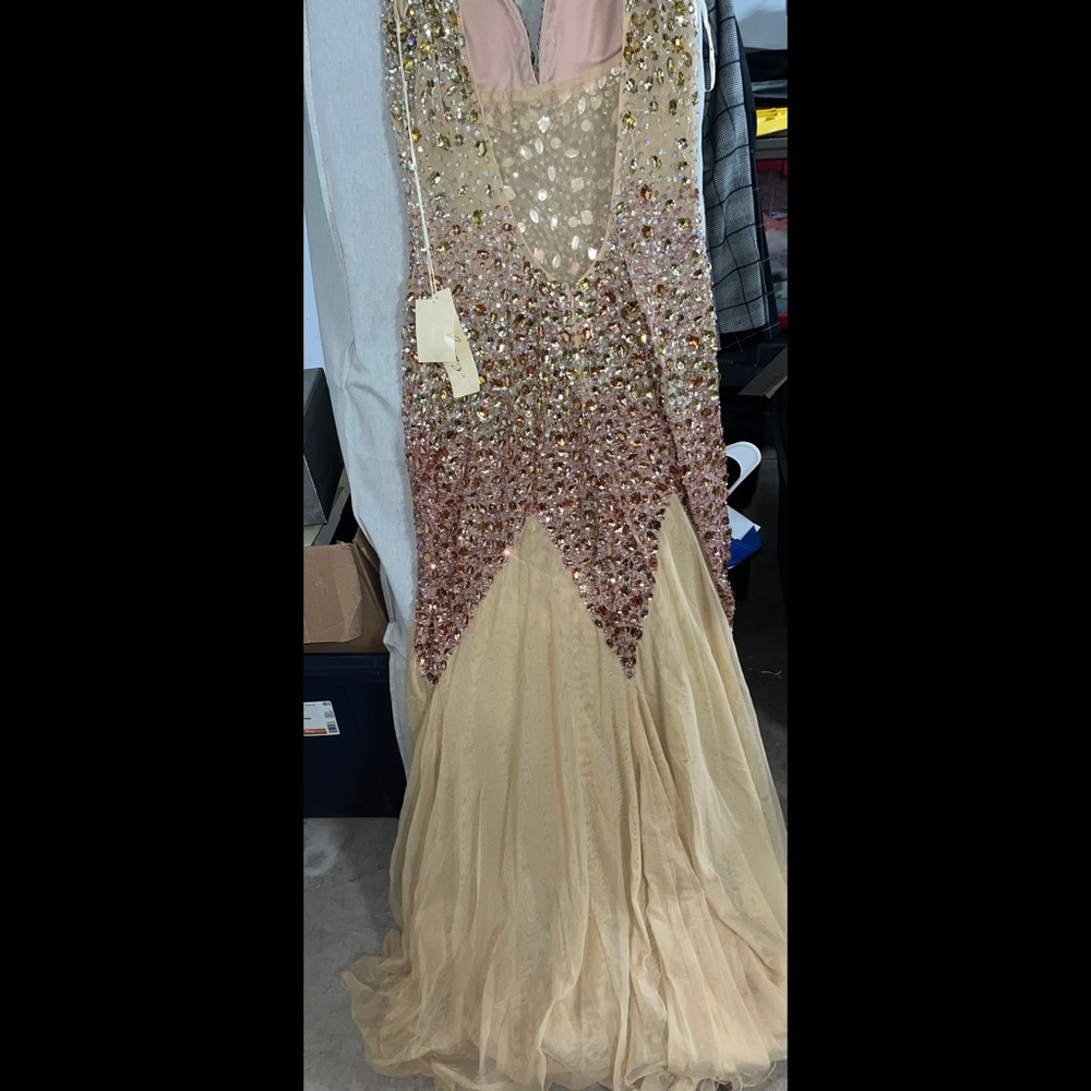 Jasz Couture Dress 4614 Prom Rhinestone Pink Nude Evening Dress Plus Size - Picture 7 of 11
